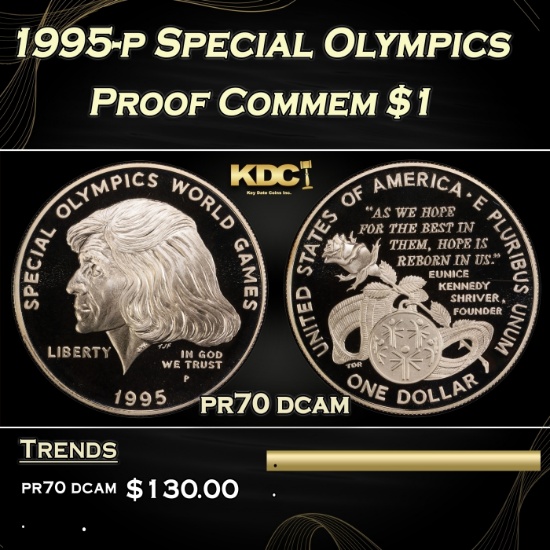 1995-p Special Olympics Proof Modern Commem Dollar $1 pr70 dcam SEGS