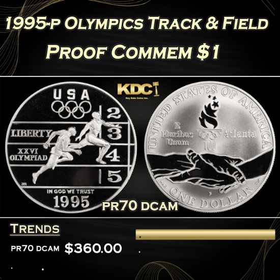 1995-p Olympics Track & Field Proof Modern Commem Dollar $1 pr70 dcam SEGS