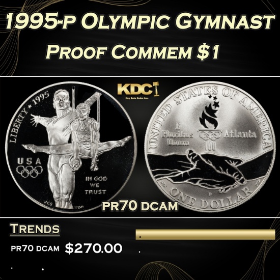 1995-p Olympic Gymnast Proof Modern Commem Dollar $1 pr70 dcam SEGS