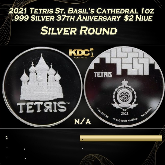 2021 Tetris St. Basil's Cathedral 1oz .999 Silver 37th Aniversary  $2 Niue Grades Ungraded