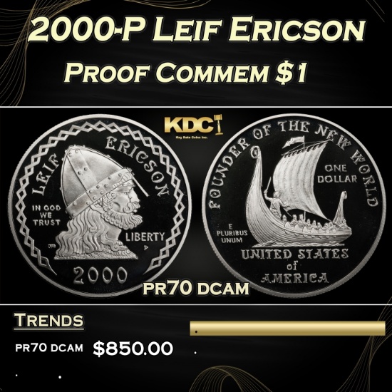 2000-P Leif Ericson Proof Modern Commem Dollar $1 pr70 dcam SEGS