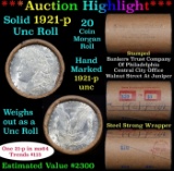 Full solid date 1921-p Uncirculated Morgan silver dollar roll, 20 coins