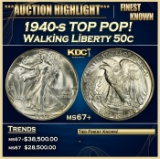 1940-s Walking Liberty Half Dollar TOP POP! 50c ms67+ SEGS