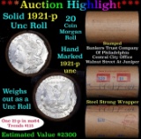 Full solid date 1921-p Uncirculated Morgan silver dollar roll, 20 coins