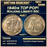 1940-s Walking Liberty Half Dollar TOP POP! 50c ms67+ SEGS