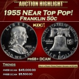 1955 Proof Franklin Half Dollar NEar Top Pop! 50c pr68+ DCAM SEGS