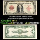 1923 $1 United States Note Grades xf+ Signatures Speelman/White