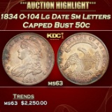 1834 Capped Bust Half Dollar O-104 Lg Date Sm Letters 50c ms63 USCG