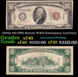 1934A $10 FRN Hawaii WWII Emergency Currency Grades xf