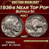 1936-s Buffalo Nickel Near Top Pop 5c ms67 SEGS
