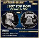 1957 Proof Franklin Half Dollar TOP POP! 50c pr69 DCAM SEGS