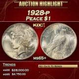 1928-p Peace Dollar $1 ms65+ SEGS