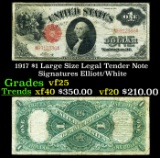 1917 $1 Large Size Legal Tender Note Grades vf+ Signatures Elliott/White