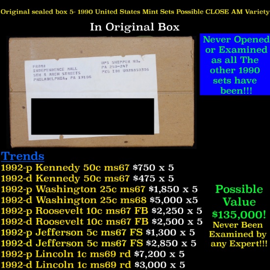 Original sealed box 5- 1991 United States Mint Sets