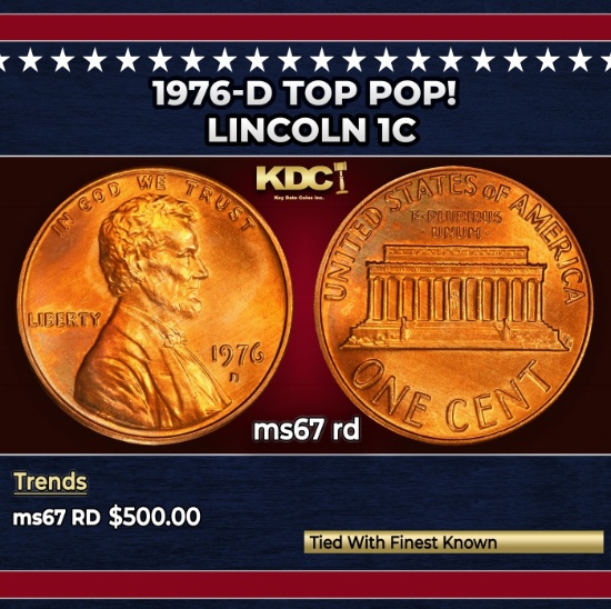 1976-d Lincoln Cent TOP POP! 1c ms67 rd SEGS