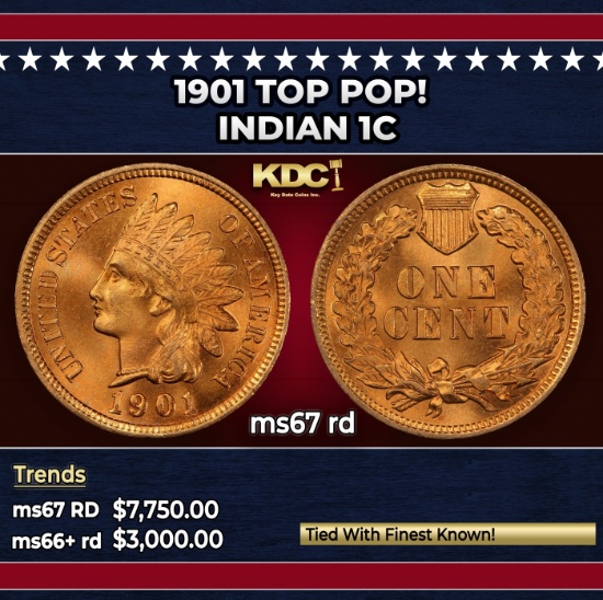 1901 Indian Cent TOP POP! 1c ms67 rd SEGS