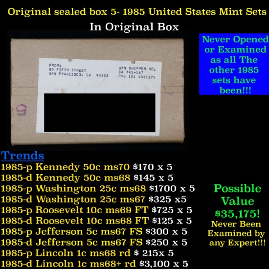 Original sealed box of 5x 1985 United States Mint Sets