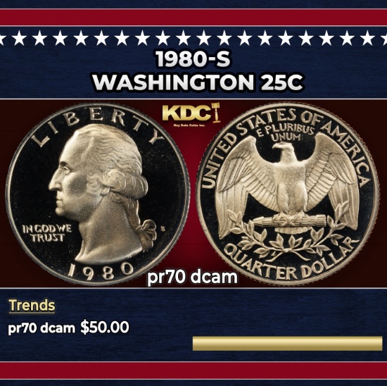1980-s Proof Washington Quarter 25c pr70 dcam SEGS