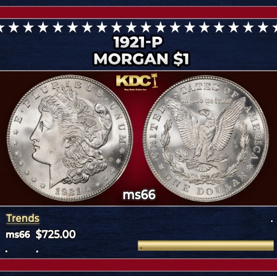 1921-p Morgan Dollar $1 Grades ms66