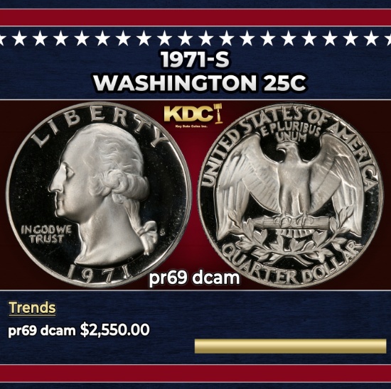1971-s Proof Washington Quarter 25c pr69 dcam SEGS