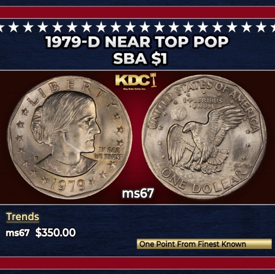 1979-d Susan B. Anthony Dollar Near Top Pop $1 ms67 SEGS