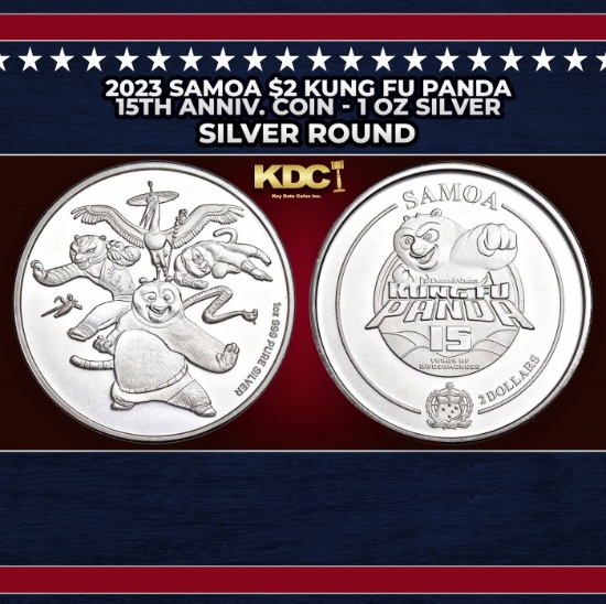2023 Samoa $2 Kung Fu Panda 15th Anniv. Coin - 1 oz Silver Round Round