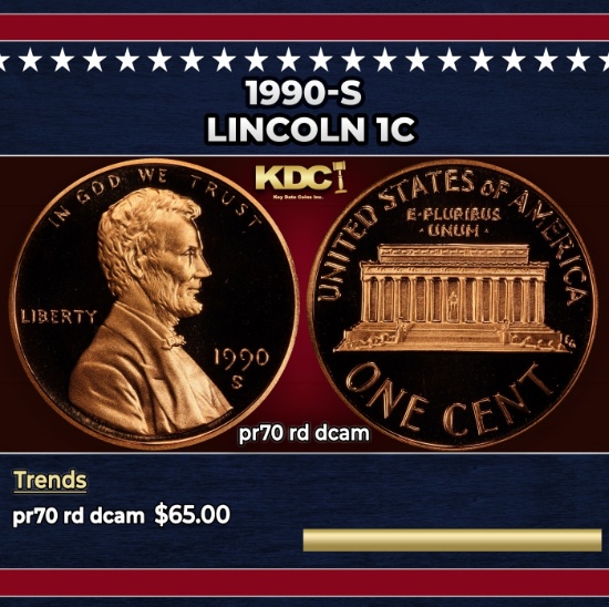 1990-s Proof Lincoln Cent 1c pr70 rd dcam SEGS