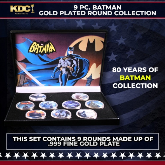 9 Coin Batman DC Gold Plated Round Collection