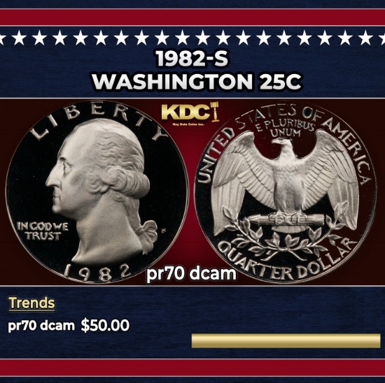 1982-s Proof Washington Quarter 25c pr70 dcam SEGS