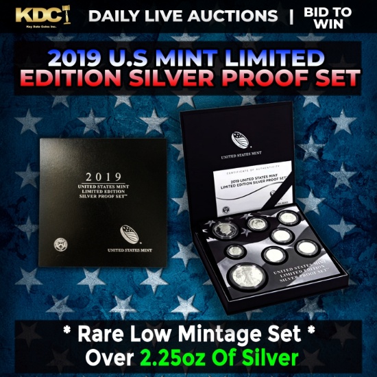 RARE 2019 United States Mint Limited Edition Silver Proof Set 8 coins, Over 2.25oz Of Silver low min