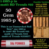 BU Shotgun Lincoln 1c roll, 1985-p 50 pcs Bank Wrapper 50c