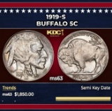 1919-s Buffalo Nickel 5c ms63 USCG