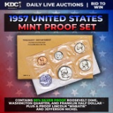 1957 United States Mint Silver Proof Set In Original Goventment Packaging, 5 Coins - Manilla Envelop