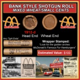Lincoln Wheat Cent 1c Mixed Roll Orig Brandt McDonalds Wrapper, 1912-d end, Wheat other end