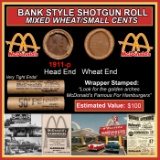 Lincoln Wheat Cent 1c Mixed Roll Orig Brandt McDonalds Wrapper, 1911-p end, Wheat other end