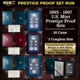 1995-1997 3 Set KEY DATE Prestige Proof Set Run US Mint Prestige Proof Sets - 20 Coins, 3 Complete S
