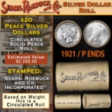 EN- 20 SEARS Peace Silver Dollar $1 Coin Roll Circ 1921/'P' Rev Ends