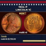 1924-p Lincoln Cent 1c ms66 rd SEGS