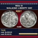 1934-d Walking Liberty Half Dollar 50c ms66 SEGS