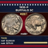 1935-p Buffalo Nickel 5c ms66+ SEGS