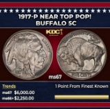 1917-p Buffalo Nickel Near Top Pop! 5c ms67 SEGS