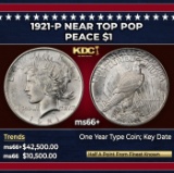 1921-p Peace Dollar Near Top Pop $1 ms66+ SEGS