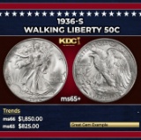 1936-s Walking Liberty Half Dollar 50c ms65+ SEGS