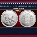 2024 Samoa $2 Popeye and Brutus - 1 oz Silver Round Round