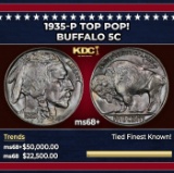 1935-p Buffalo Nickel TOP POP! 5c ms68+ SEGS