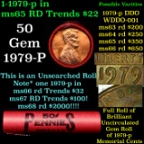BU Shotgun Lincoln 1c roll, 1979-p 50 pcs Bank Wrapper 50c