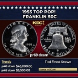 1955 Proof Franklin Half Dollar TOP POP! 50c pr69 dcam SEGS