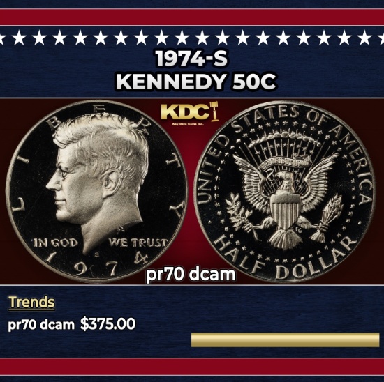 1974-s Proof Kennedy Half Dollar 50c pr70 dcam SEGS