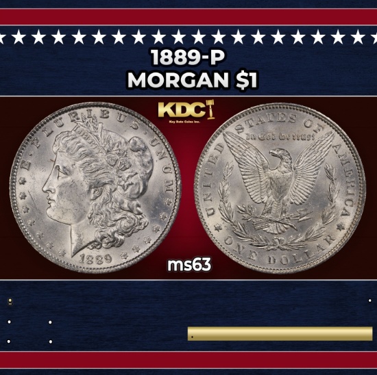 1889-p Morgan Dollar $1 Grades ms63
