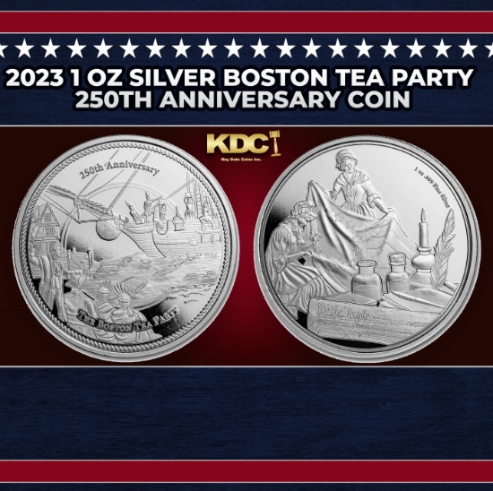 2023 1 oz Silver Boston Tea Party 250th Anniversary coin Round